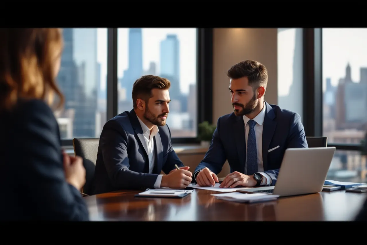 Attorney meeting with a client in a Chicago law office