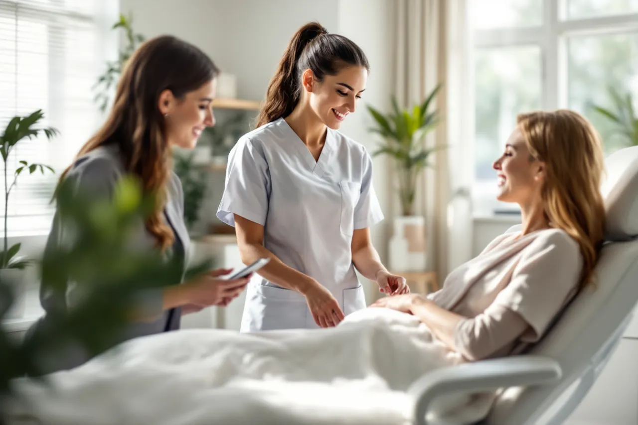 Med spa provider welcoming a client for a consultation